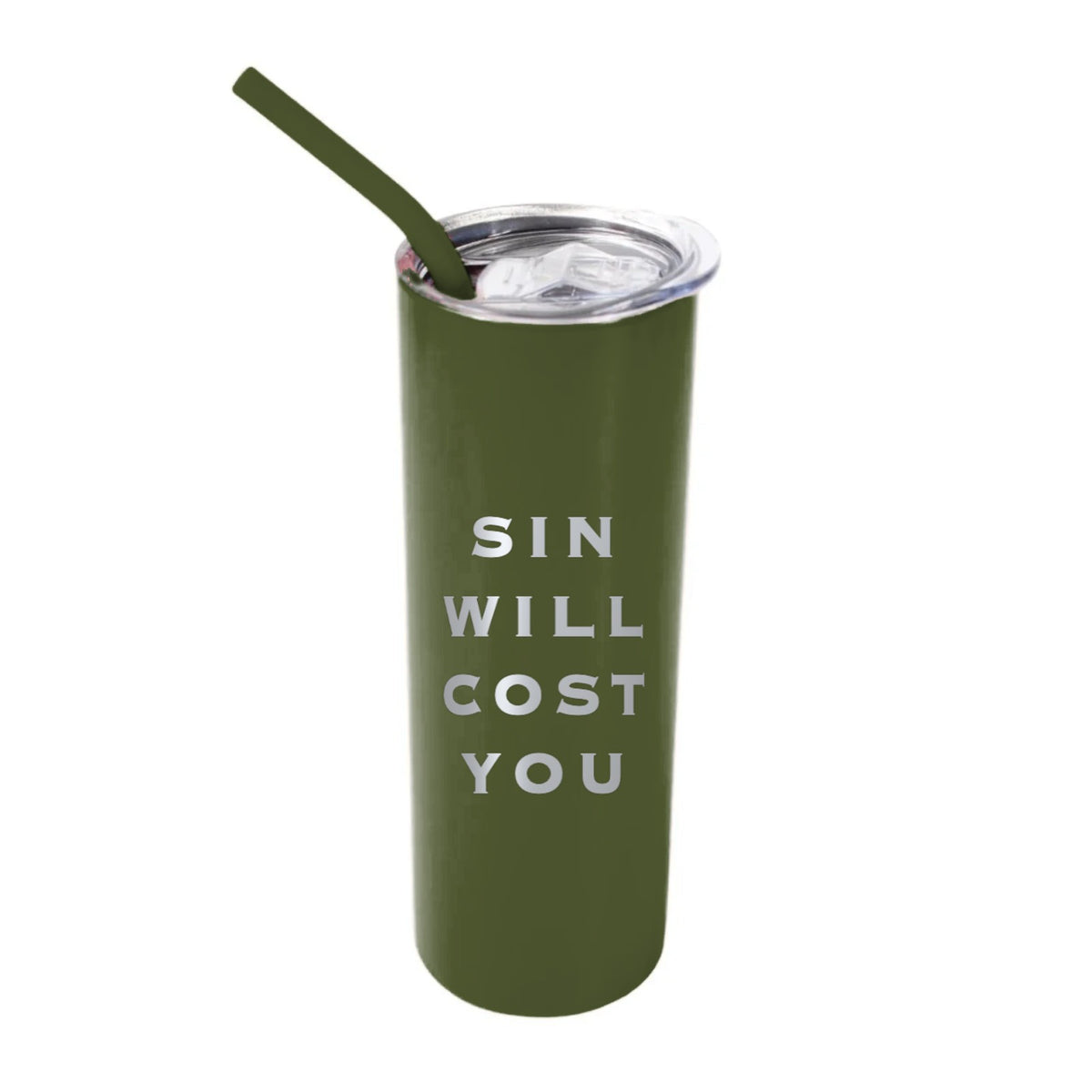 Sin Will Cost You 20 oz Tumbler - Army Green