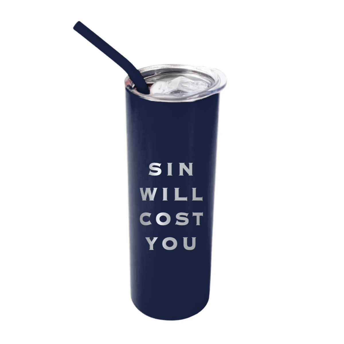 Sin Will Cost You 20 oz Tumbler - Navy Blue