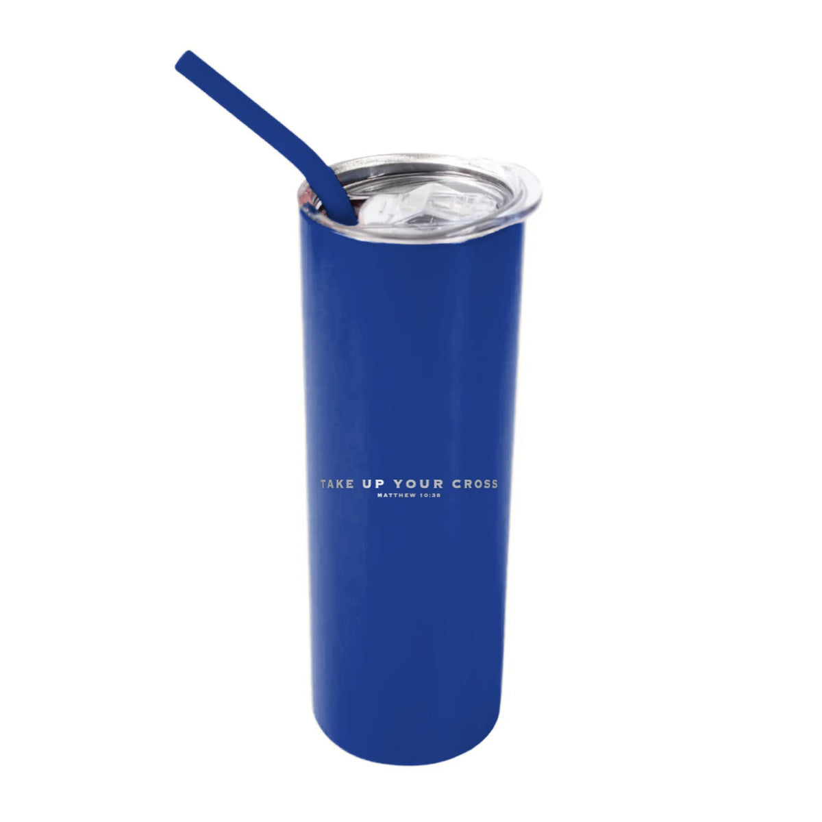 Take Up Your Cross 20 oz Tumbler - Dark Blue