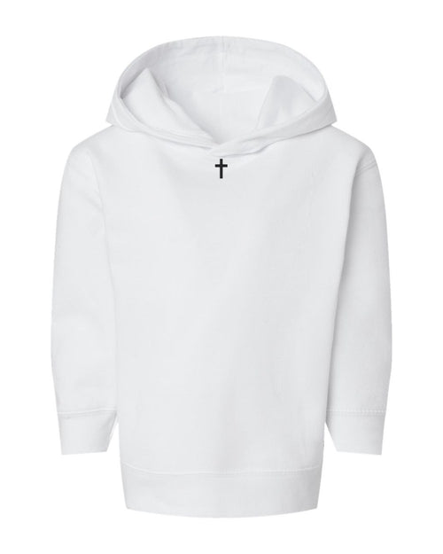 Collar Cross Toddler Hoodie - White