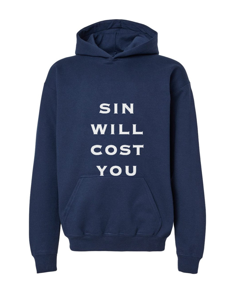 Sin Will Cost You Youth Hoodie - Navy