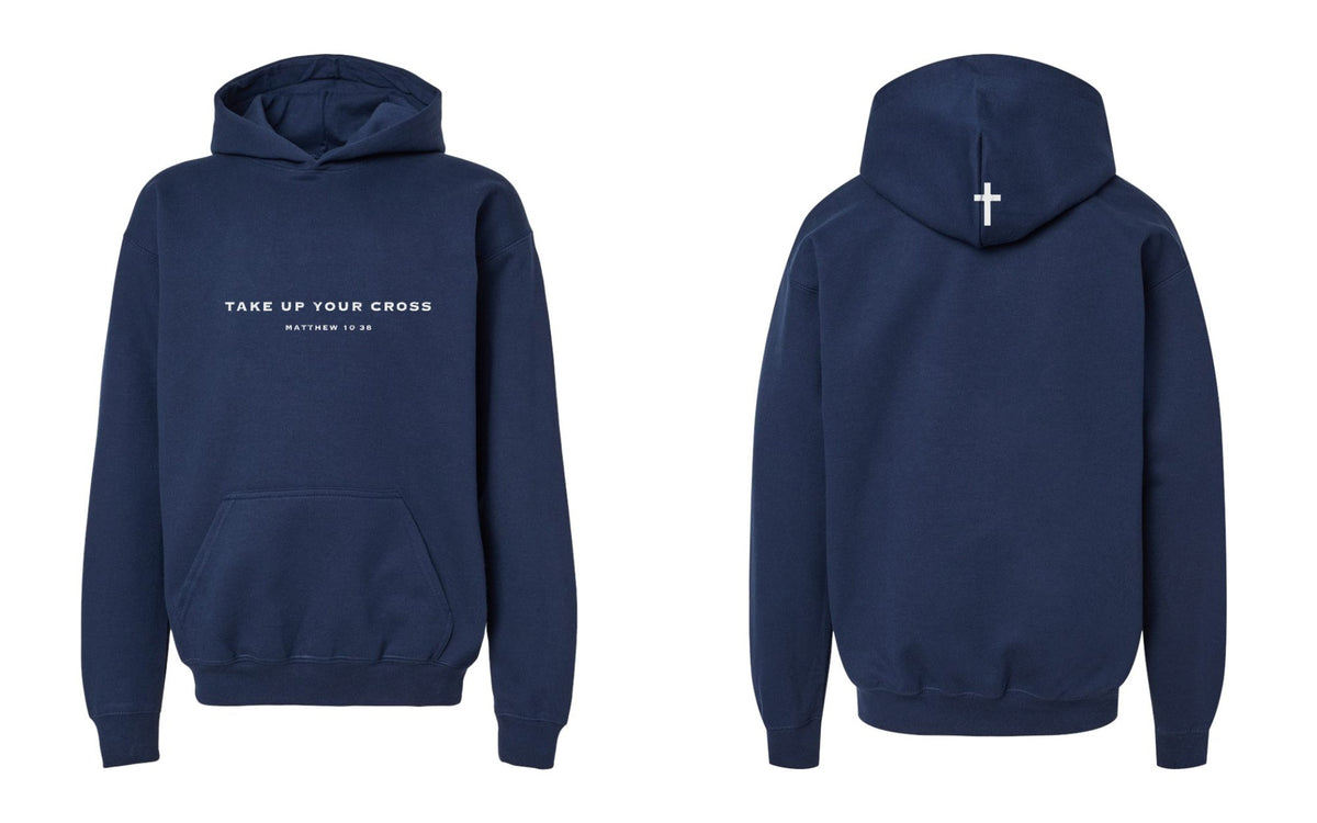Take Up Your Cross Youth Hoodie - Navy