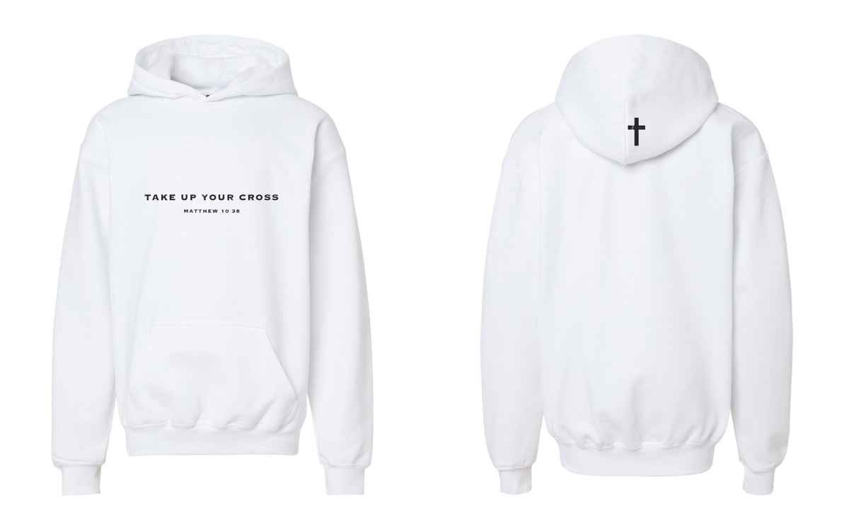 Take Up Your Cross Youth Hoodie - White