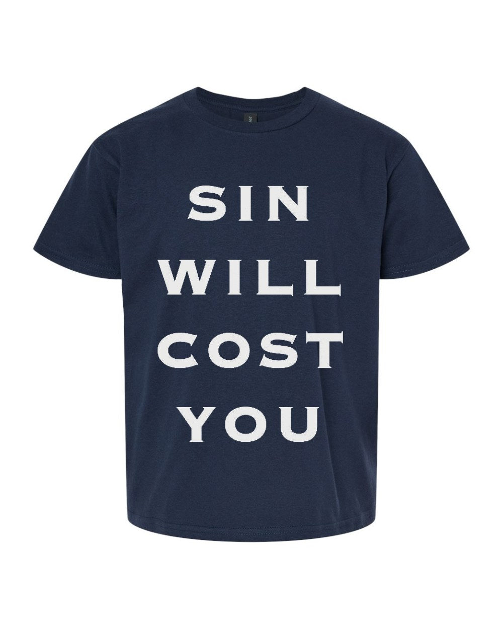 Sin Will Cost You Youth Tee - Navy